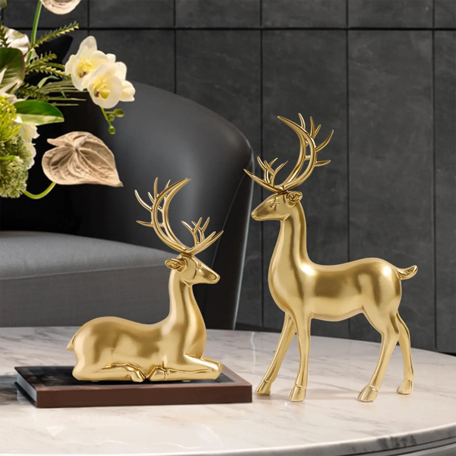 

Современная Статуя оленя из смолы, скульптура животного, олень, фигурки, украшение