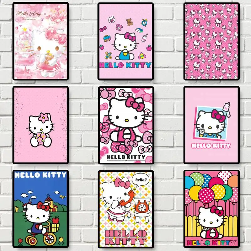 

Плакат с милым K-Kitty-белым Hello-мультяшным принтом настенные картины для гостиной домашний Декор маленький