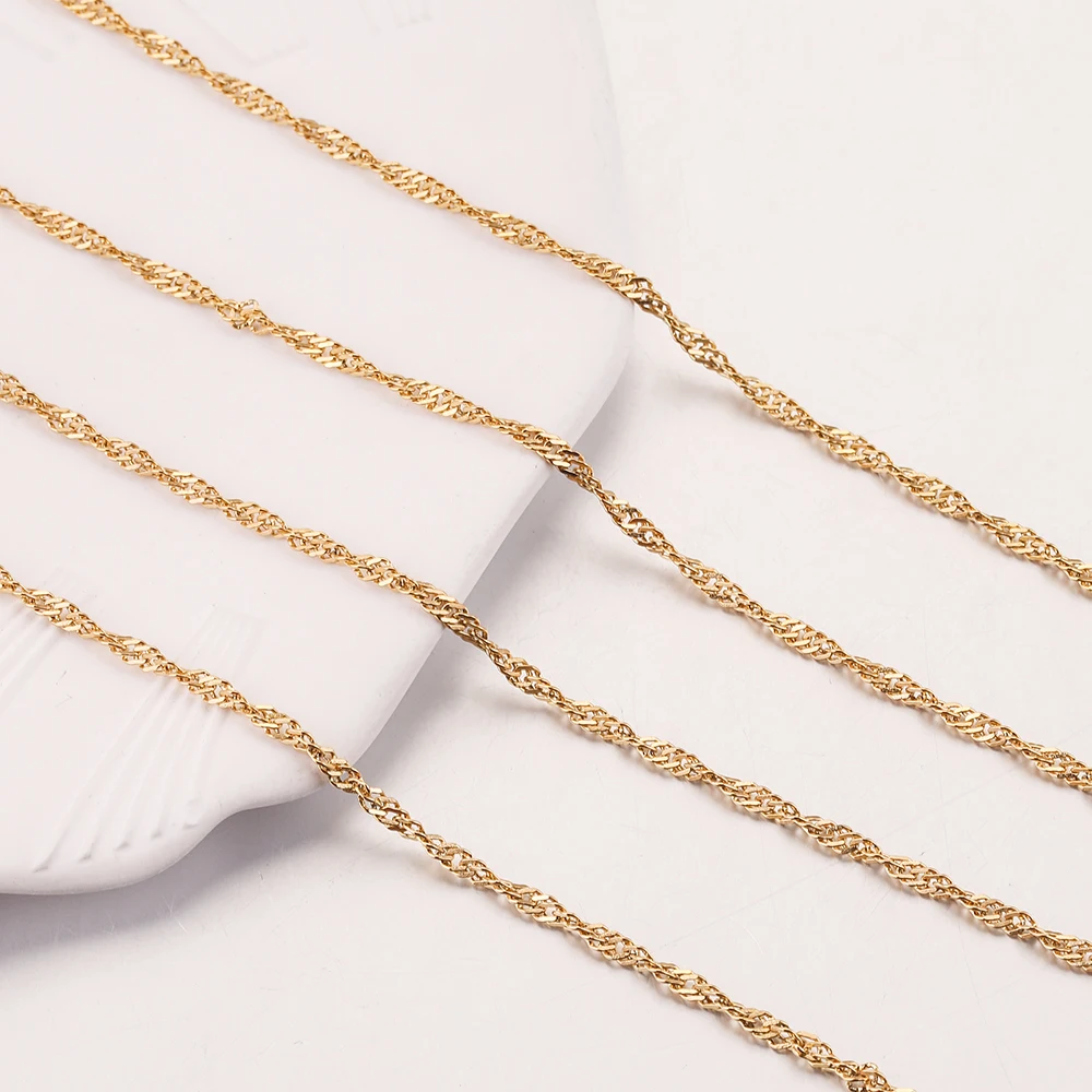 

2Meters Gold Stainless Steel Ripple Twist Chains Bracelets Tassel chain for Anklet Necklace DIY Jewelry Supplies Making