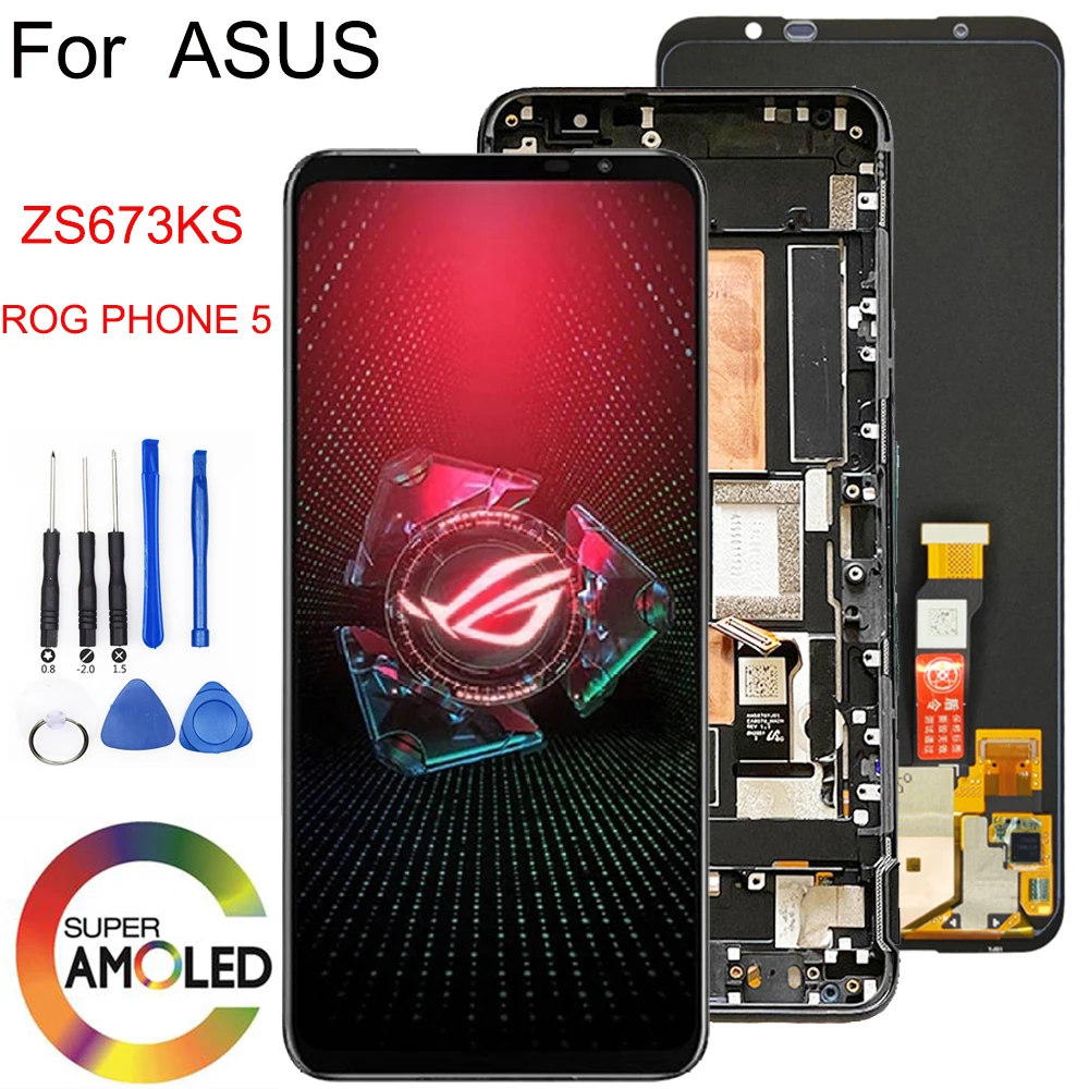 

6.78" Amoled ZS673KS For Asus ROG Phone 5 I005DA LCD Display Screen+Touch Panel Digitizer For Asus ROG Phone 5 Pro 5 Ultimate