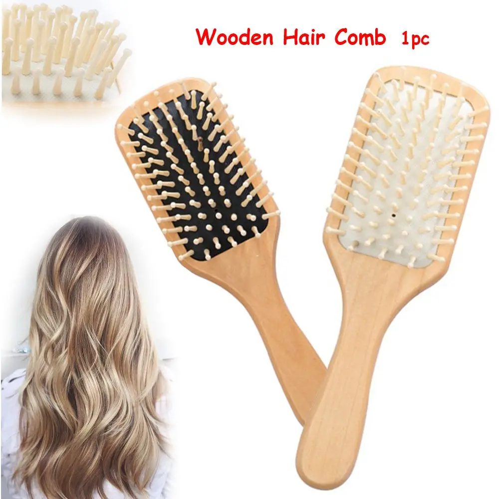 

Массажная расческа для волос, с деревянной ручкой