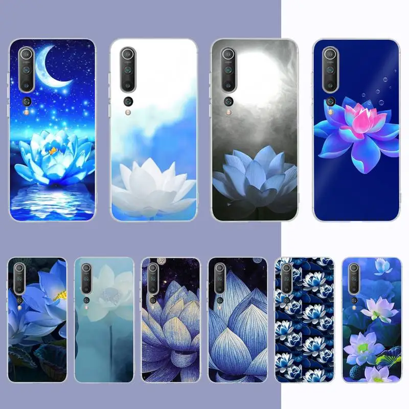 

Lotus Blue White Flowers Phone Case for Samsung S21 A10 for Redmi Note 7 9 for Huawei P30Pro Honor 8X 10i cover