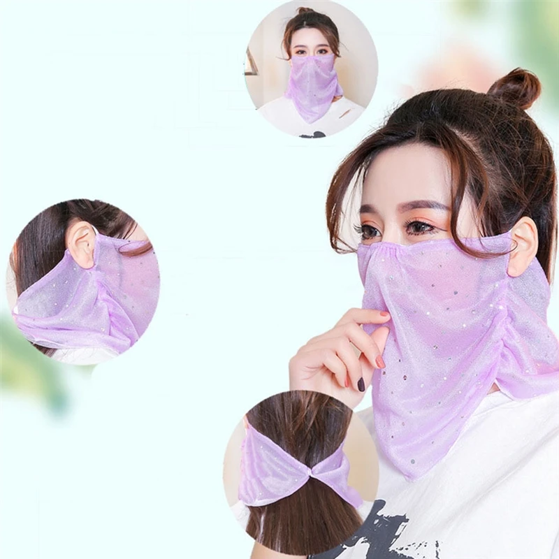 

Женская летняя ветрозащитная Солнцезащитная шелковая маска для лица для езды на велосипеде Улучшенный подвесной шарф для шеи и ушей для бе...