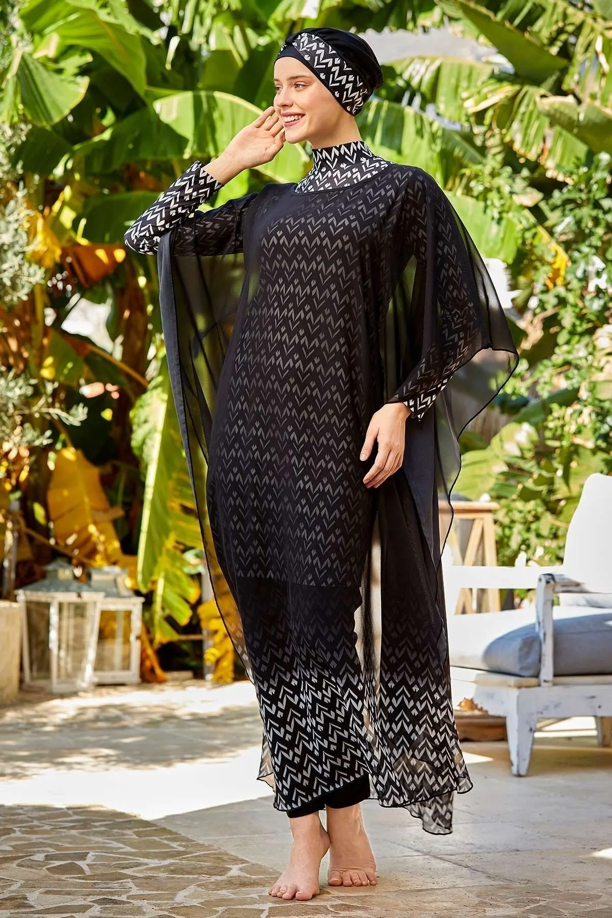

Women's Pareo Patterned Kaftan On Hijab Swimsuit Swimwear Cover Dress Sexy Tunic Suit Beachwear Female Beach Bikini Cover