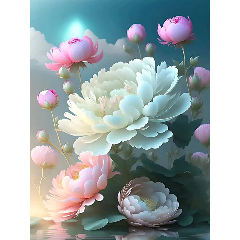 

Flowers Lotus Diamond Painting Accesories Embroidery Kits Full Square Diamond Handmade Cross Stitch Art Wall Home Decoration
