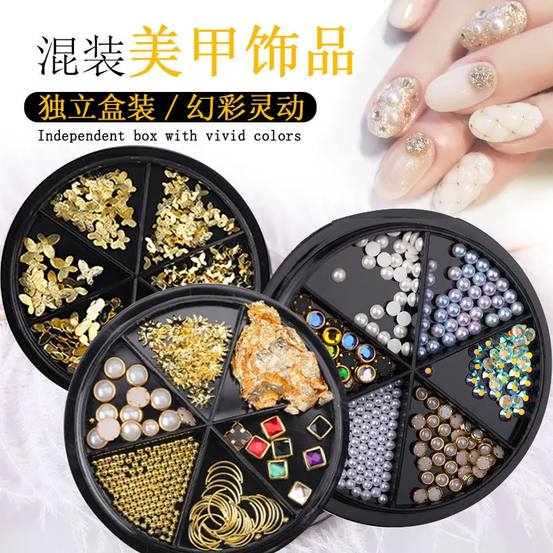

1 Wheel 3D Nail Art Decoration Charms Rhinestones Studs Pearl Manicure Decor Accessories Parts Nail Supplies For Professionals
