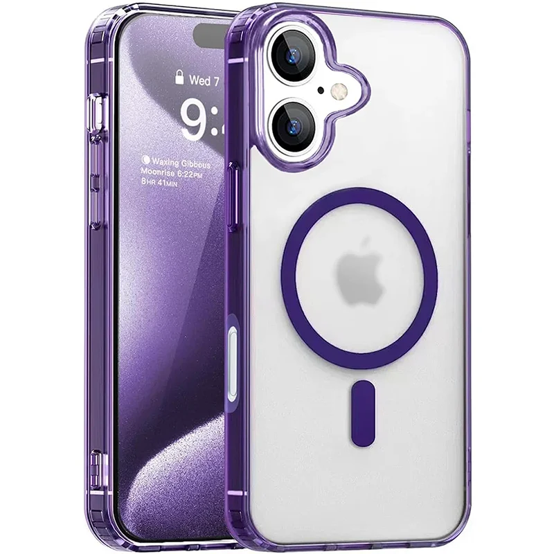 Фото Сильный магнитный гибридный чехол Magsafa ярких цветов для iPhone 16, 15, 14, 13, 12, 11 Pro XS Max Plus Mini X XR, матовый твердый силиконовый чехол №5