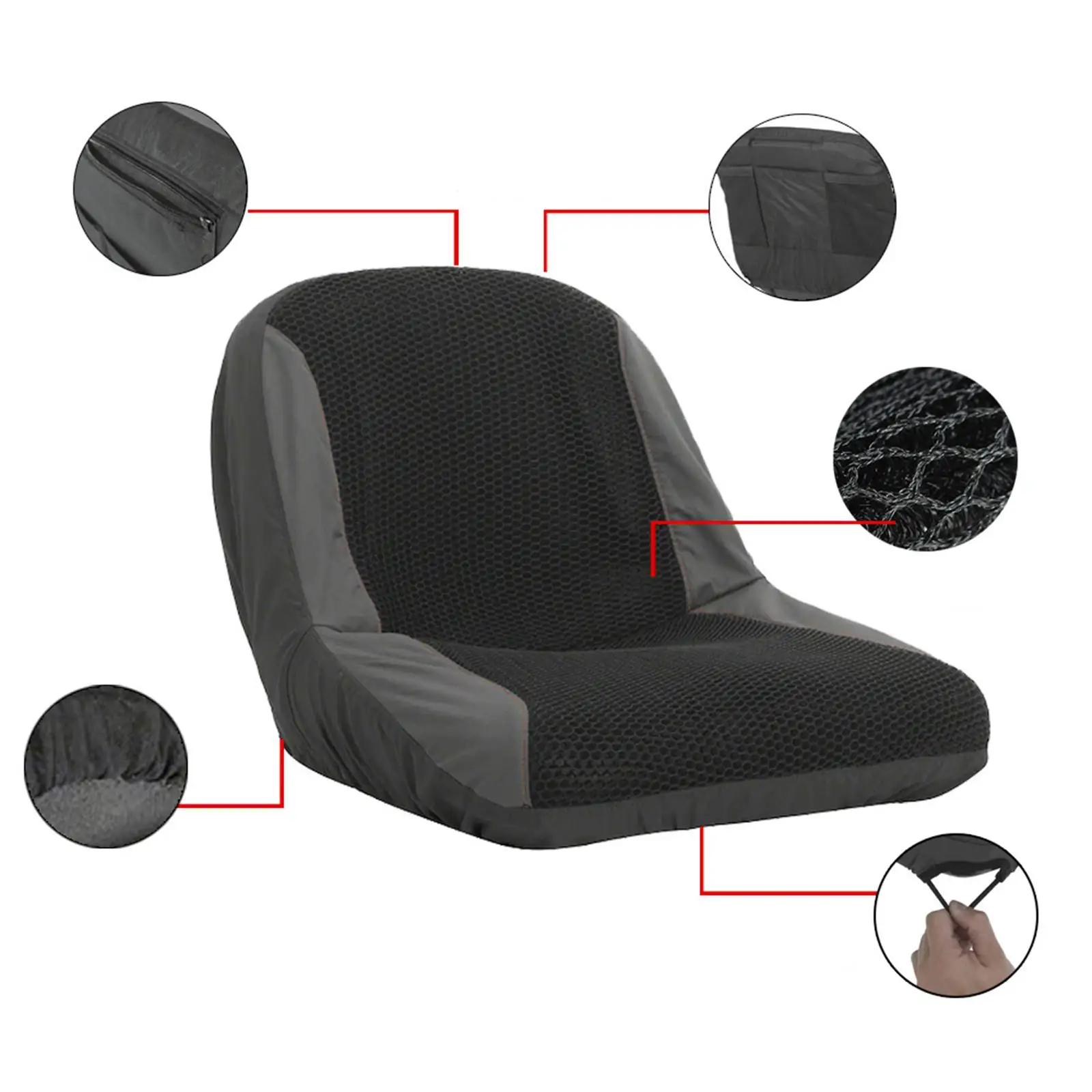

Seat Cover Removable with Storage Pocket Durable Comfortable for Vehicle