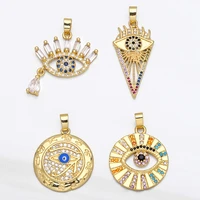 ocesrio lucky spiritual big blue evil eye pendants jewelry making gold plated copper zircon accessories for jewelry pdta613