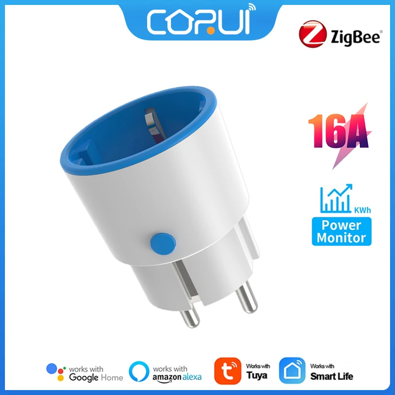 

CoRui Smart Zigbee 3.0 Power Plug 16A EU Outlet Tuya Remote Control Work With Alexa And Tuya Hub Voice Control Alexa Google Home
