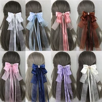 korean oversized bow hairpin lolita lace long hair ribbon embroidery ponytail clip barrettes hair clips cosplay hair accessories
