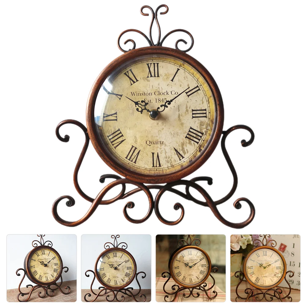 

Clock Table Clocks Alarm Room Living Bedside Desk Mantel Mantelpiece Vintage Retro Rustic Decoration Bedroom Non European Metal
