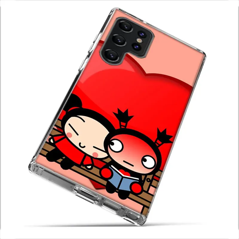 Прозрачный чехол для телефона Cute Cartoon Pucca Samsung S25 Edge Galaxy S21 S20 Plus S24 S23 FE S22 Ultra Capa S10 Cover