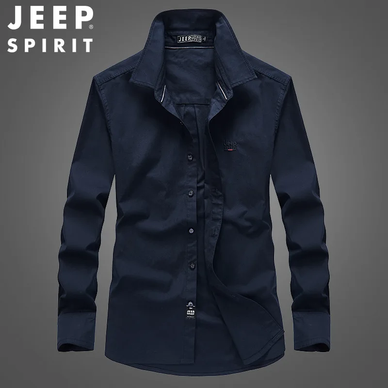 Мужская Однотонная рубашка с длинным рукавом JEEP SPIRIT повседневный свободный