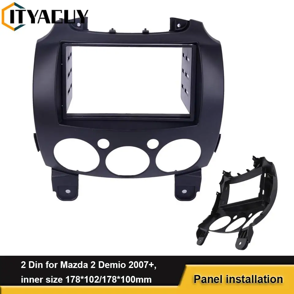 

2 Din Stereo Panel fascia fit for Mazda 2 Demio 2007+ Radio Fascia Refitting Dash Mounting Installation DVD Trim Kit Face Frame