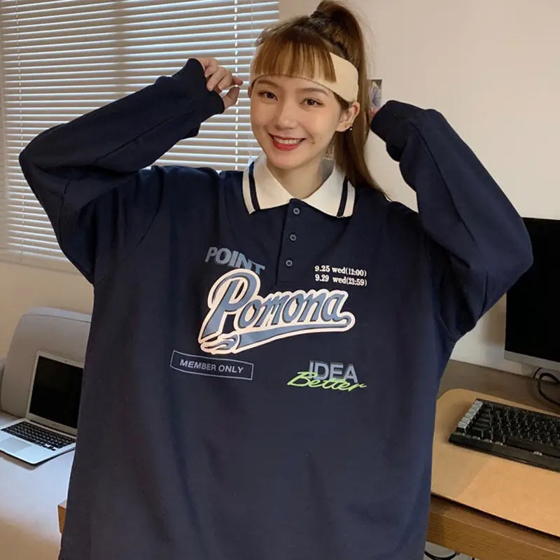 Женская толстовка с длинным рукавом розовая Свободная Толстовка большого