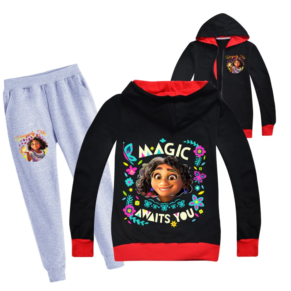 

2022 Encanto Spring and Autumn Fashion Children's Cothing Boys and Girls Hooded Top Pants Two-Piece Sportswear Suit 6-14Y