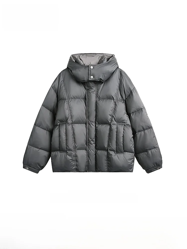 [Один без зоны] Cieteaser Thermal Официальный прямой пуховик с однотонным капюшоном