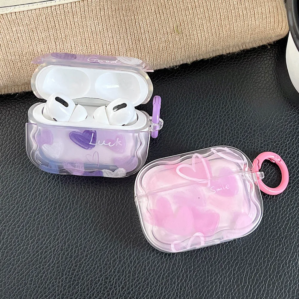 

Graffiti Love Heart Pink Purple Earphone Case For AirPods Pro 2 3 Case For AirPod Pro2 Soft TPU Protective Cover with Keyring