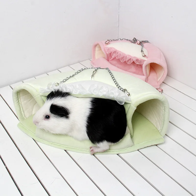 

Hamster Nest Soft Squirrel Cage Guinea Pig House Hammock for Rats Winter Warm Short Plush Tunnel Nest Small Pet Accessories