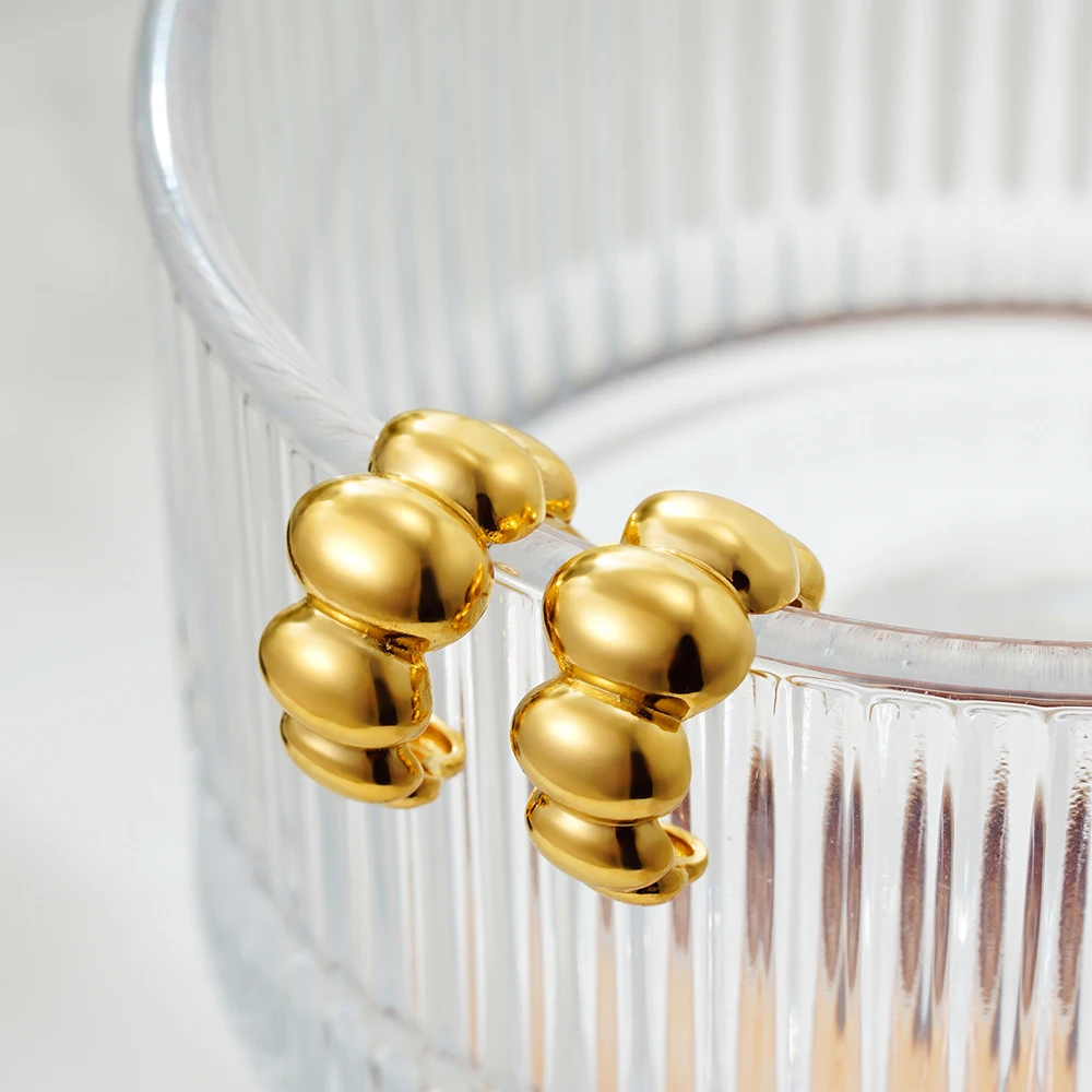 Массивные серьги Huggie из нержавеющей стали с-образной формой ПВХ гипоаллергенные