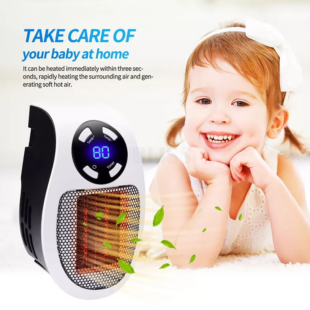 

500W Electric Mini Fan Heater Portable Space Heater Fan Desktop Household Wall Heating Stove Radiator Warmer Machine
