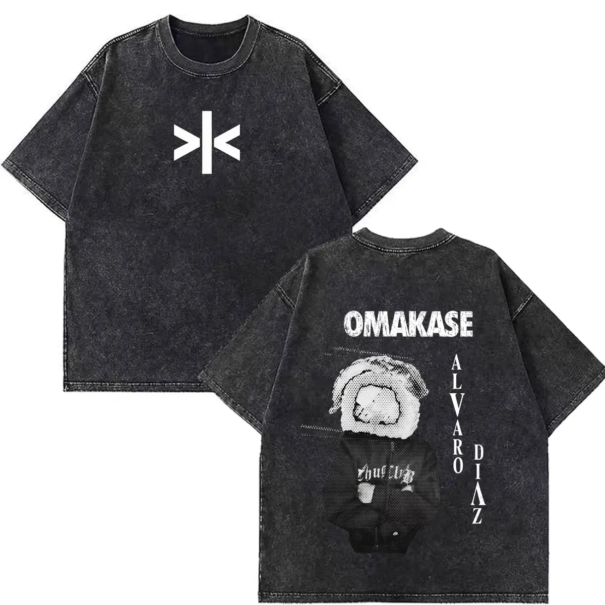 Фото Футболки Alvaro Diaz Omakase Album 2026 Tour Merch: мужские и женские, в стиле хип-хоп, повседневные, свободного кроя, из хлопка, винтажные, с эффектом потертости, уличная одежда №2