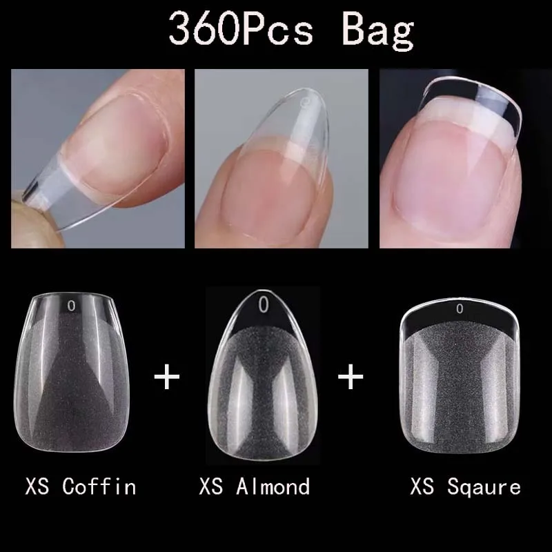 

Soft Gel Tips Extension Fake Nails System Full Cover Sculpted Short Almond Coffin Sqaure False Nail Press On Tips 360Pcs/Bag