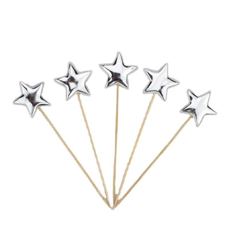 

5 шт., Корона, звезда, красочные золотые, серебряные топперы для торта, топпер для торта на день рождения, аксессуары для украшения свадебного торта, поставка