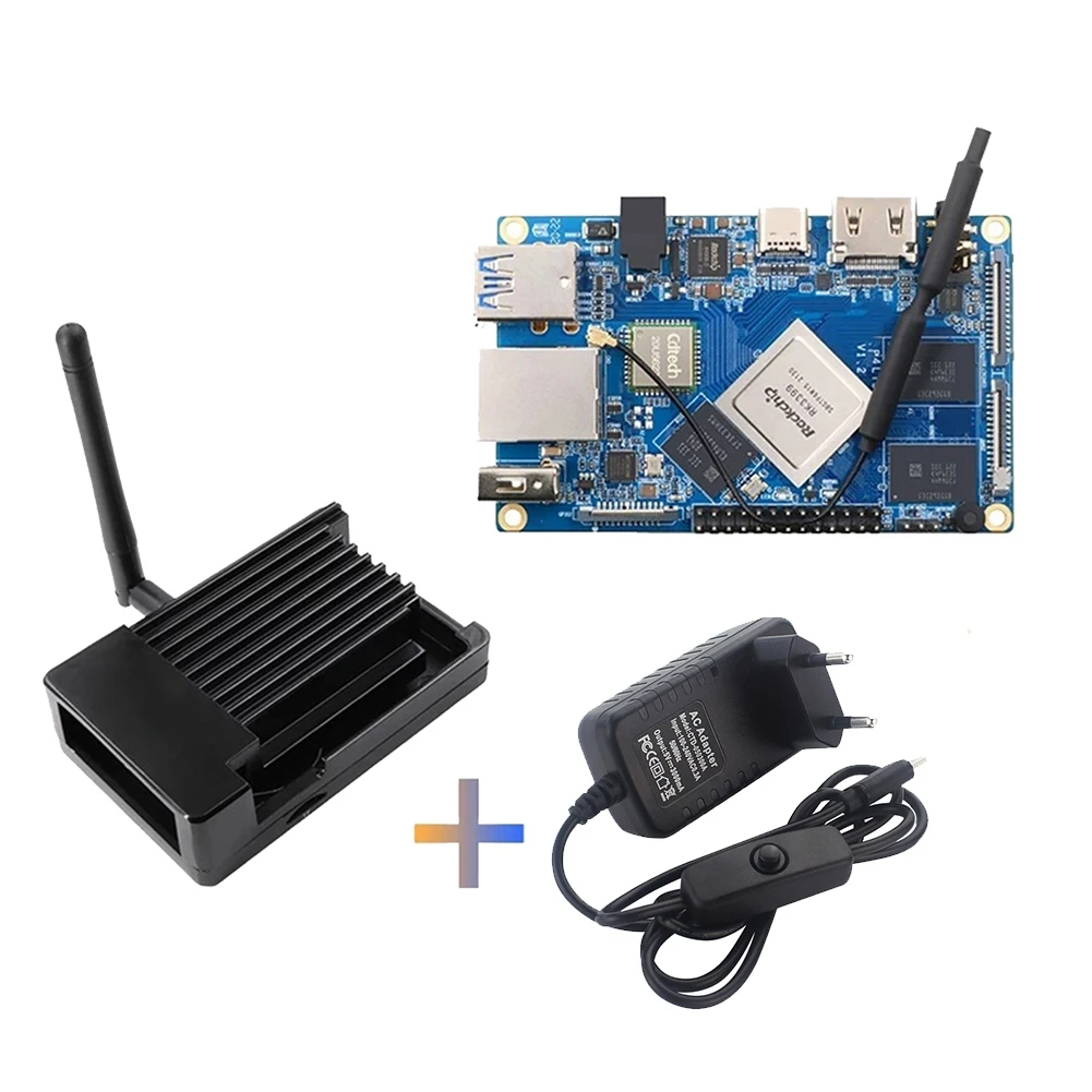 

For Orange Pi 4 LTS+Aluminum Alloy Case+Power RK3399 4G RAM+16G EMMC Android Ubuntu Debian Development Board EU Plug