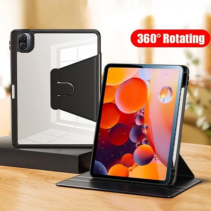 

360°Rotating Clear Case for Honor Pad V8 Pro 12.1 Honor Pad 8 Matepad Pro 12.6 Folio Stand Hard Leather Cover with Pen Slot
