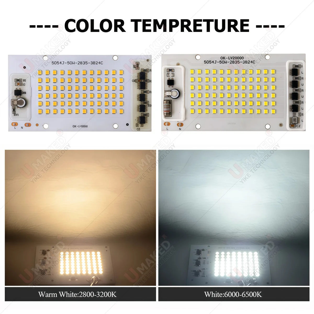Фото 10 шт. COB LED ламп с интеллектуальным чипом, 220В, 150Вт, 100Вт, 50Вт, 30Вт, 20Вт, для уличных прожекторов, белый и теплый белый свет, для самостоятельной сборки газонных и промышленных светильников. №5