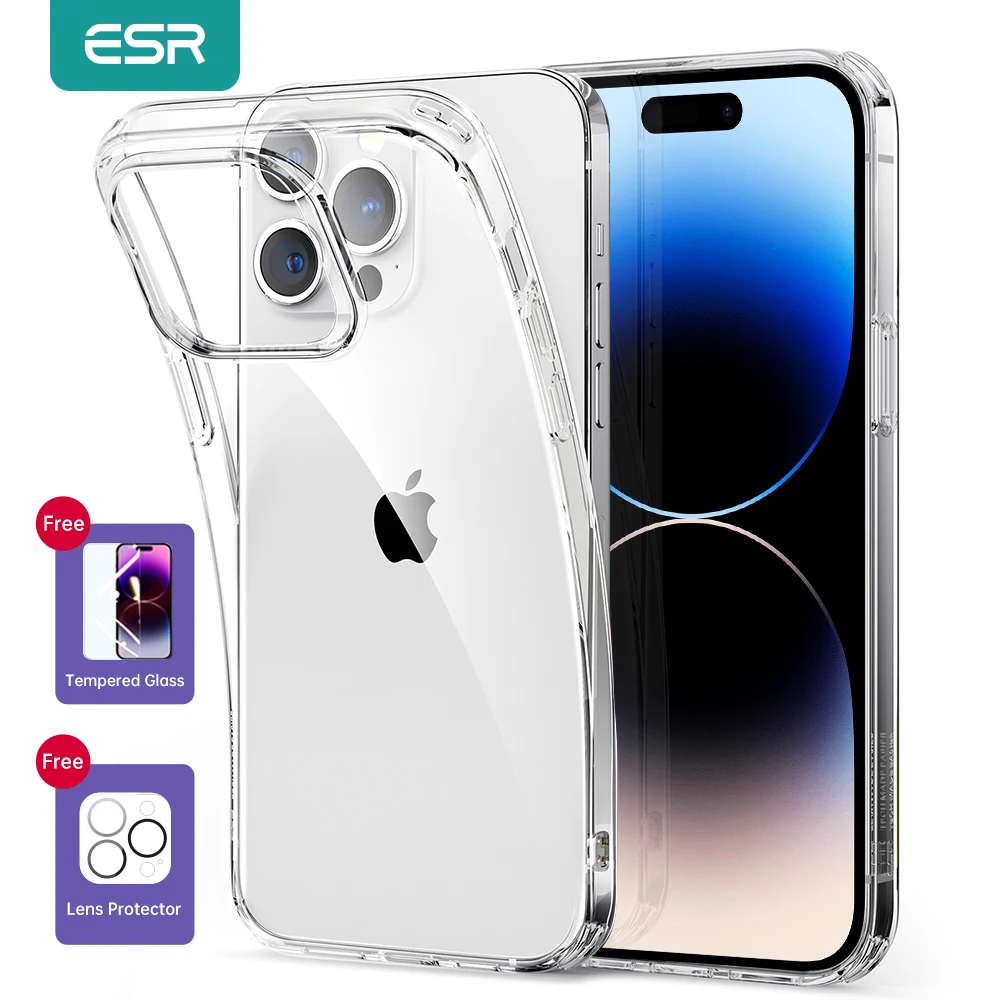 

Прозрачный чехол ESR для iPhone 14 Pro Max, задняя крышка для iPhone 14 Pro, прозрачный чехол для iPhone 14 Pro Project Zero, кристально прозрачный