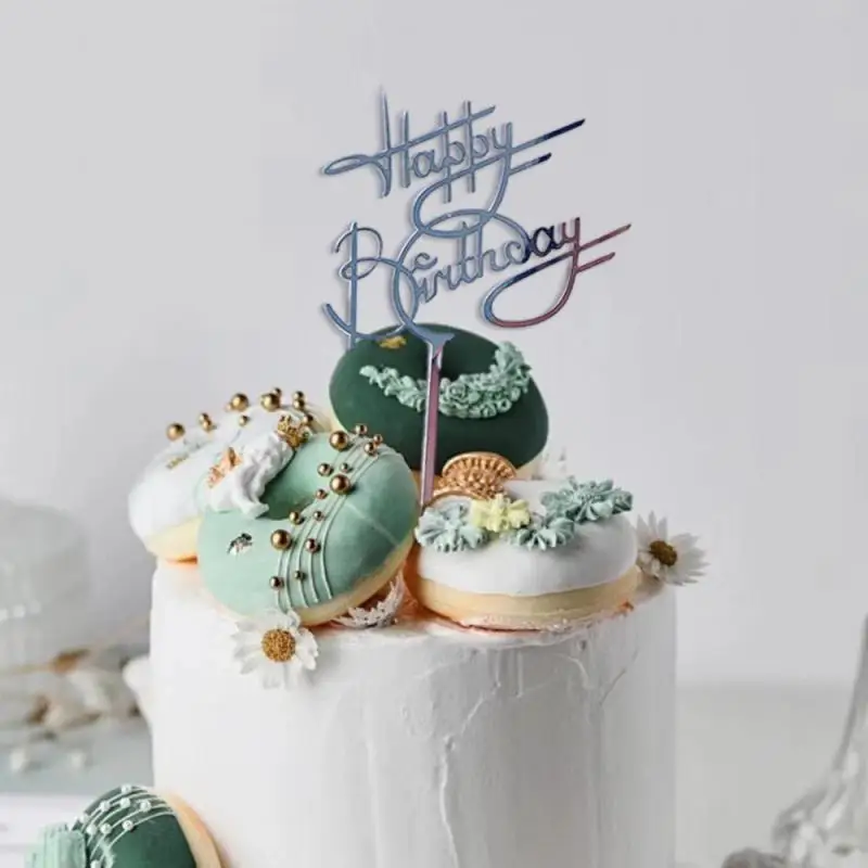 Несколько стилей блестящие розовые и золотые акриловые топперы для тортов