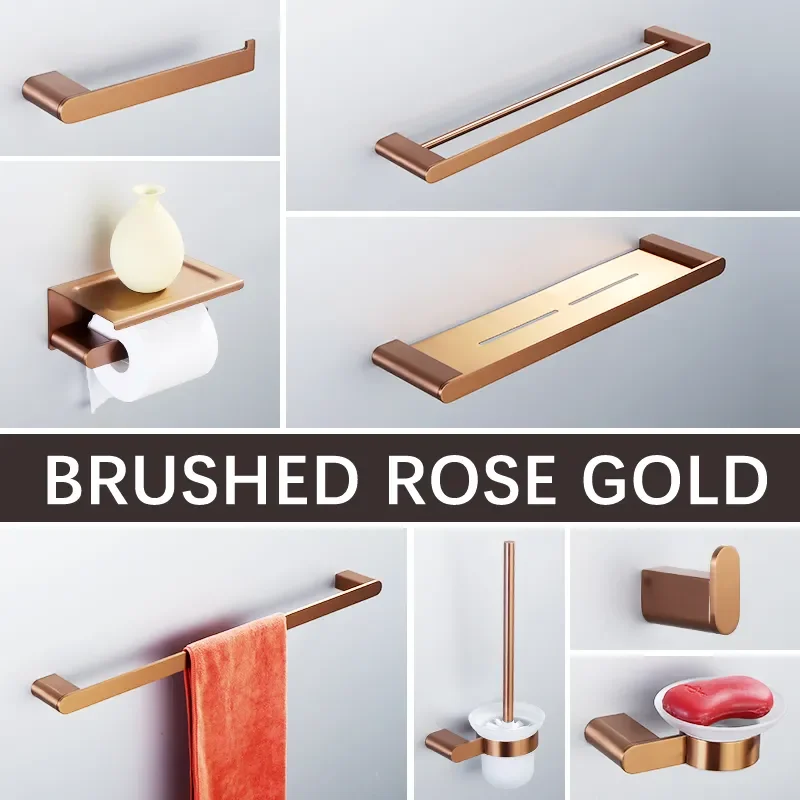 

NEW 2023 Rose Gold Bathroom Accessories 304 Stainless Steel Bathroom Hardware Towel bar Toilet Paper Holder Brush AZ5155