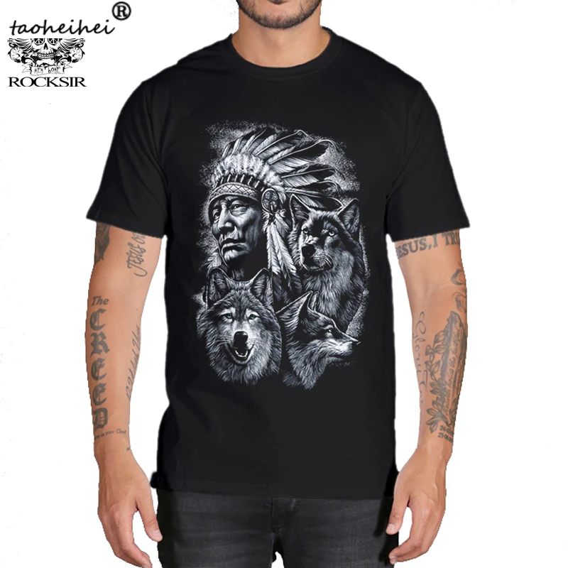 Футболка Rocksir мужская с 3D-принтом волка брендовая тенниска 3d принтом индейцев