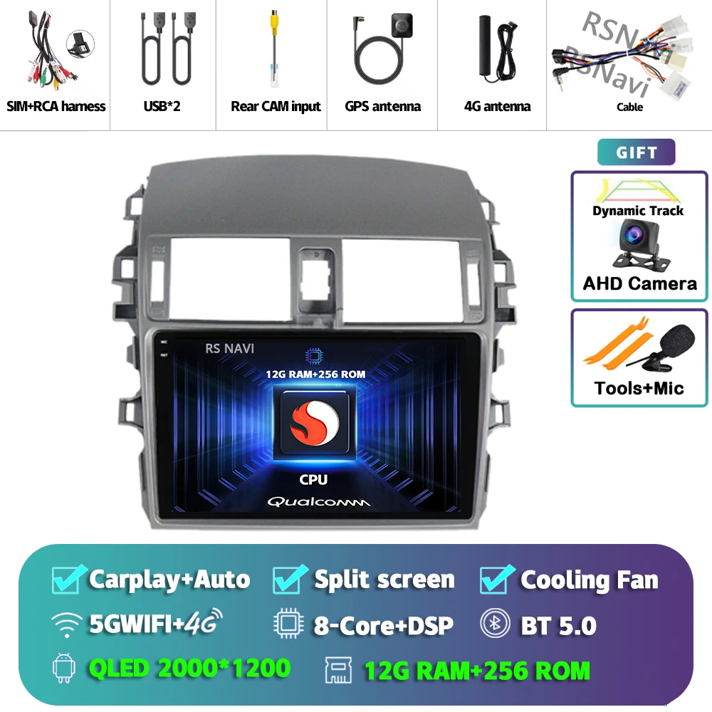 

Автомобильное радио Android 15 Carplay для Toyota Corolla E140 150 2007 2008 2009-2013, мультимедийный плеер, GPS-приемник, авторадио, стерео