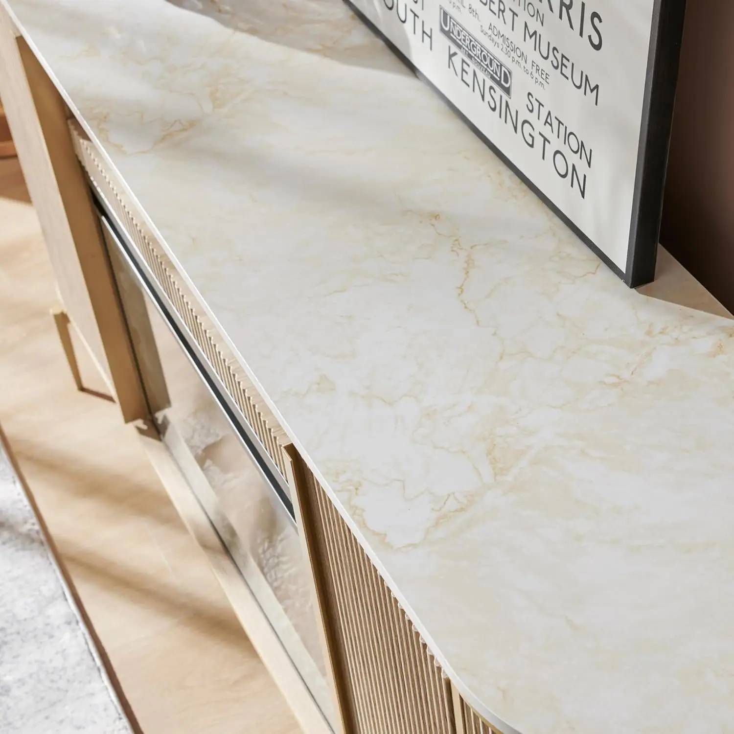 Роскошная 70-дюймовая рифленая подставка для телевизора. Современный шикарный