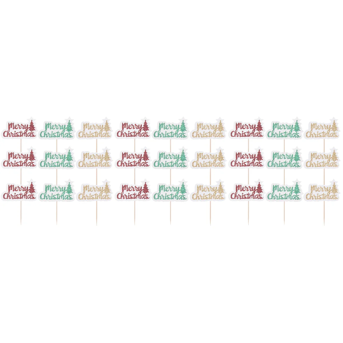 

Christmas Cake Cupcake Toppers Holiday Decorations Glitter Merry Topper Stick Snowman Party Picks Happy