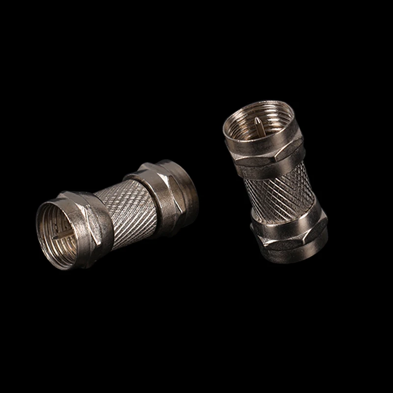 2Pcs Female RF Adapters Silver Zinc Alloy F Type Male Plug Connector Socket To Coax TV Aerial |