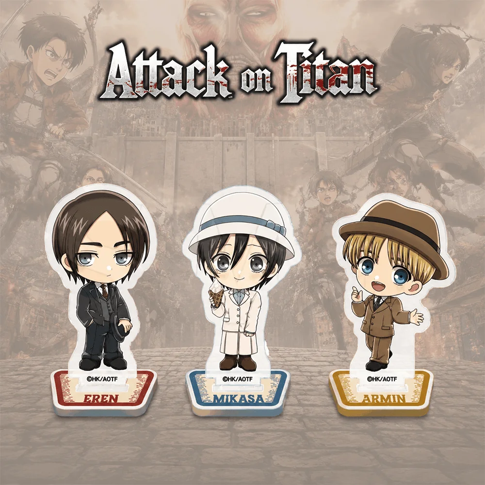 Фото Акриловая подставка-брелок Attack on Titan: Эрен Йегер, 10 см, Q-версия, Чиби, аниме-фигурка для стола, украшение, подарок для фанатов, игрушка №1