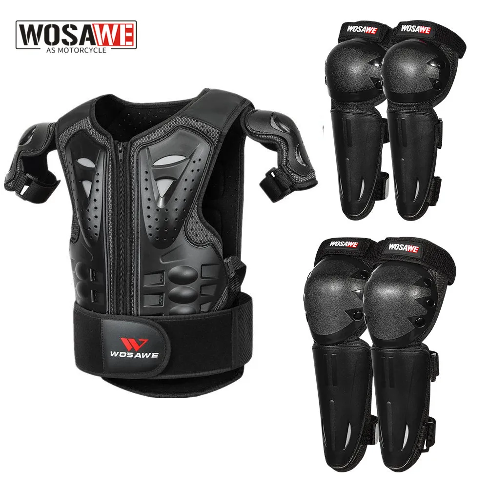 

WOSAWE Full Body Motorcycle Armor Children Kids Motocross Armour Jacket Chest Spine Knee Elbow Guard