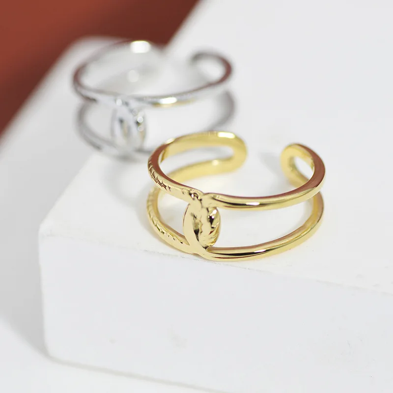 

GD Knot Hollow Stainless Steel Opening Rings Vintage Geometric 18K Gold Plated Open Rings for Women 2022 New