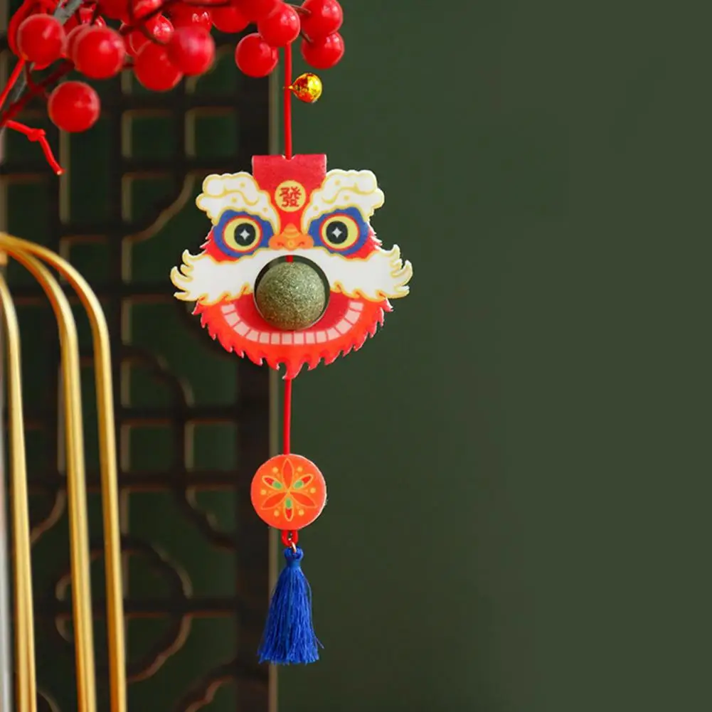 

Lightweight Cat Toy Chinese New Year Dancing Lion Cat Toy Swing Rope Catnip Teeth Teasing Entertainment for Pet Kitten Unique