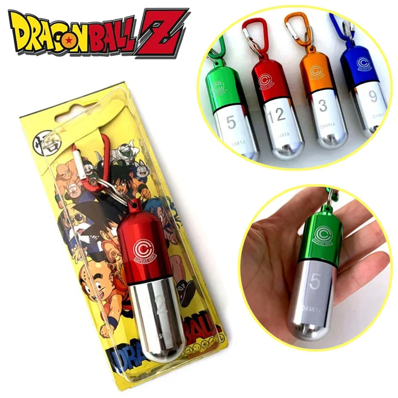 Фото Брелок Dragon Ball, портативный органайзер для лекарств в стиле аниме, капсула времени, рюкзак, подвески, автомобильный брелок, декоративные аксессуары, подарок №1