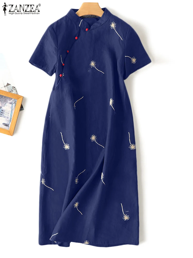 

Oversized Summer Women Midi Vestidos Casual Printed Sundress ZANZEA Lady Party Retro Style Dresses 2022 Loose Dating Robe Femme