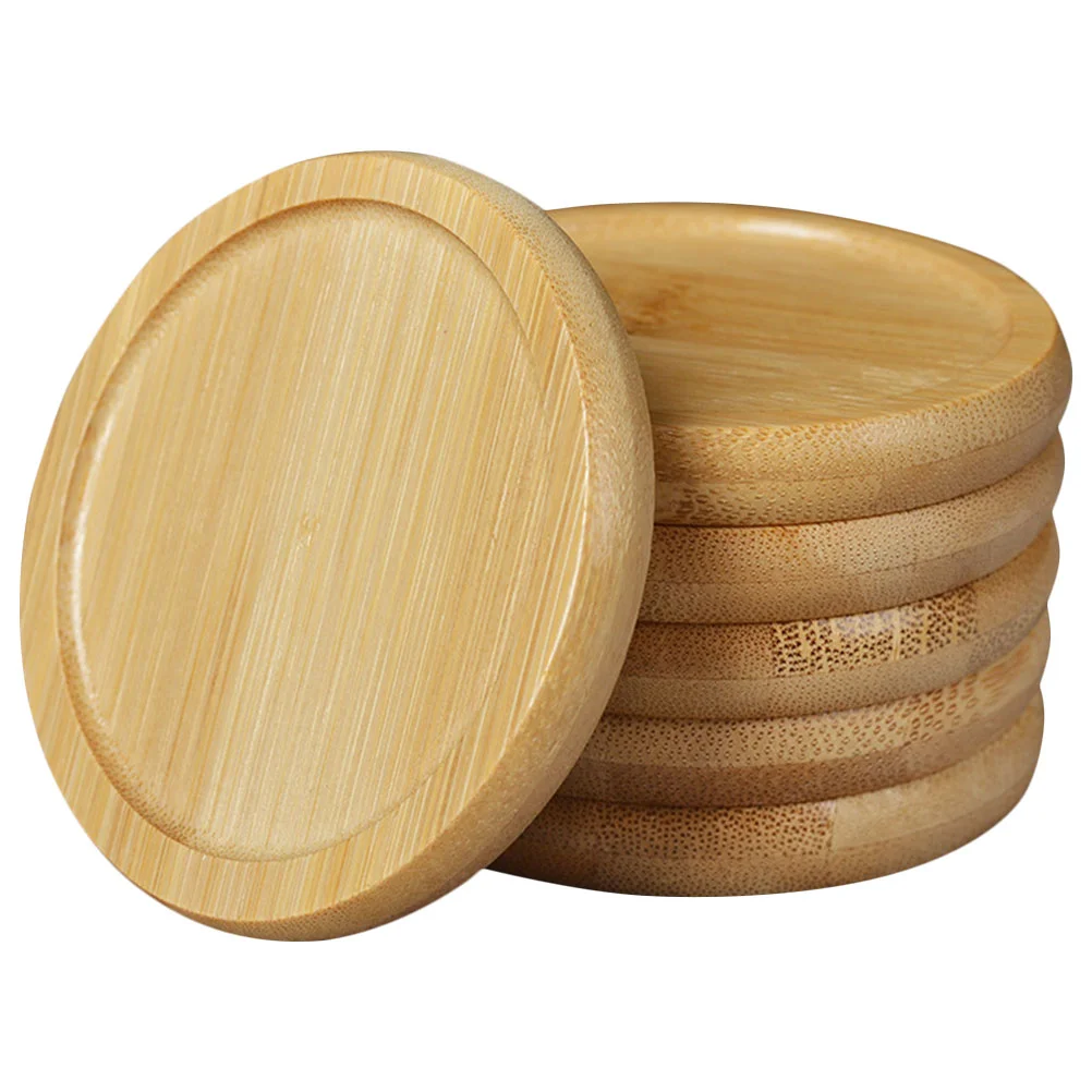 

6 Pcs Bamboo Pot Holder Wood Coasters Cup Mat Pad Saucer Flowerpot Table Heat Insulated Pads Plants Dining