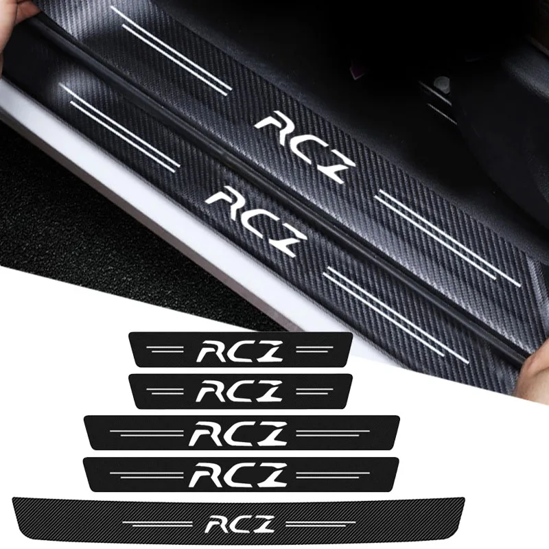 

5Pcs Car Door Sill Protector for Peugeot 407 Logo 2021 2020 2019 2018 2017 2016 Rear Trunk Bumper Threshold Sticker Accessories