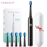 lnkerco electric sonic toothbrush usb charge rechargeable adult waterproof electronic tooth with 6 brushes heads travel box
