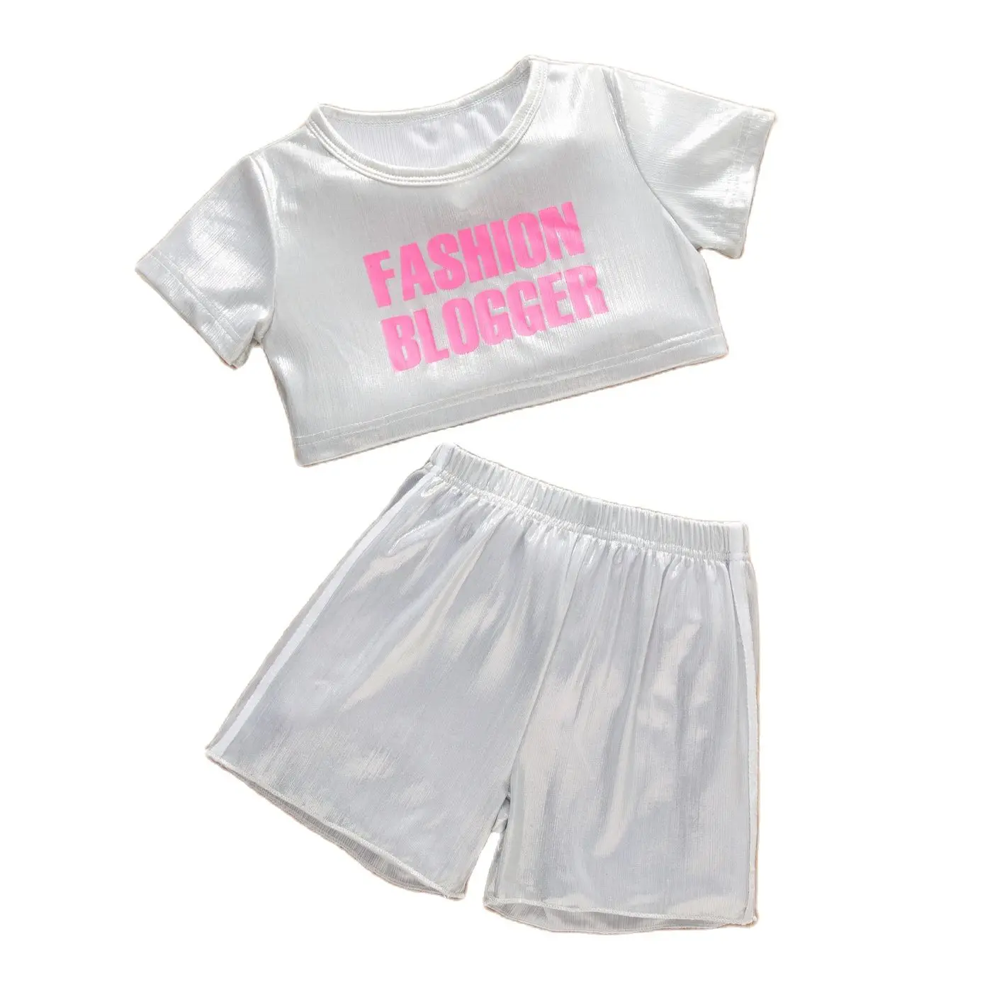 

Wholesale Summer Infant Kids Girls New Alphabet Printed Fashion Trend Comfortable Girls' T-Shirt And Shorts Two-Piece Set